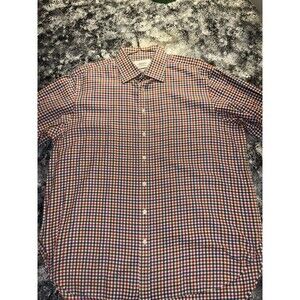 Charles Tyrwhitt Shirt Mens 17.5/35 Red White Blue Check Jermyn Street London